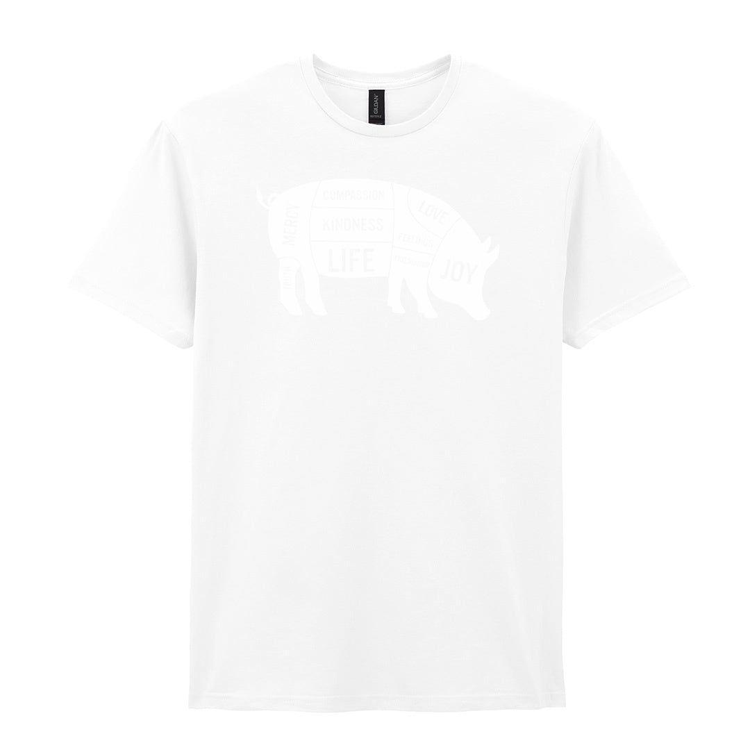 IPRINTOP Truth Mercy Compassion Kindness Life Love Feelings… Graphic T-Shirt in White - pig silhouette filled with values
