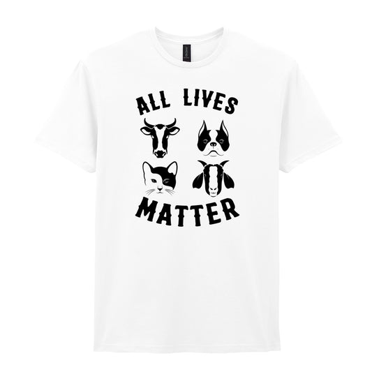 IPRINTOP All Lives Matter Graphic T-Shirt in White - four animal faces