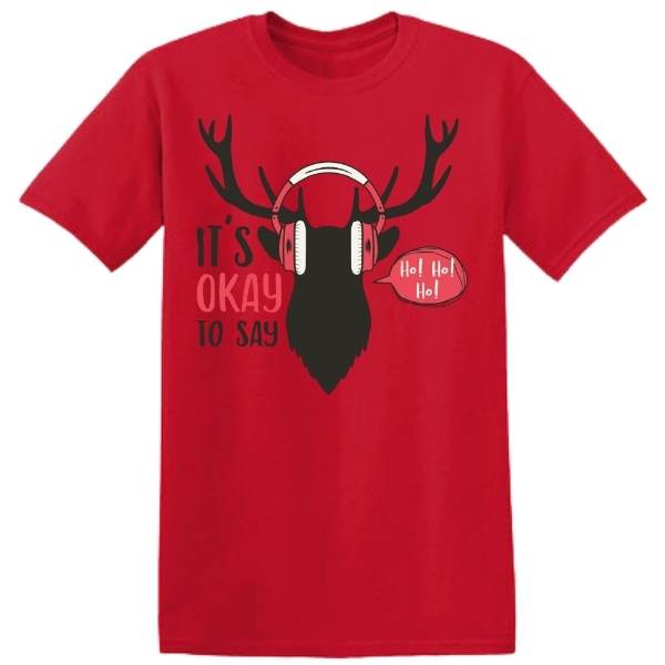It's OK To Say Ho Ho Ho graphic T-shirt mockup